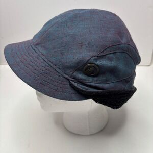Livity Outernational Hemp Recycled Herringbone Ear Flap Hat Iridescent Blue L/XL